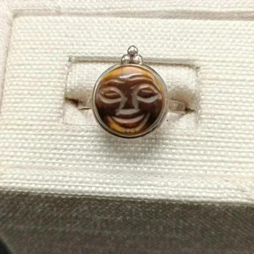 Sterling Silver and Tigerseye Smiley Face Ring
